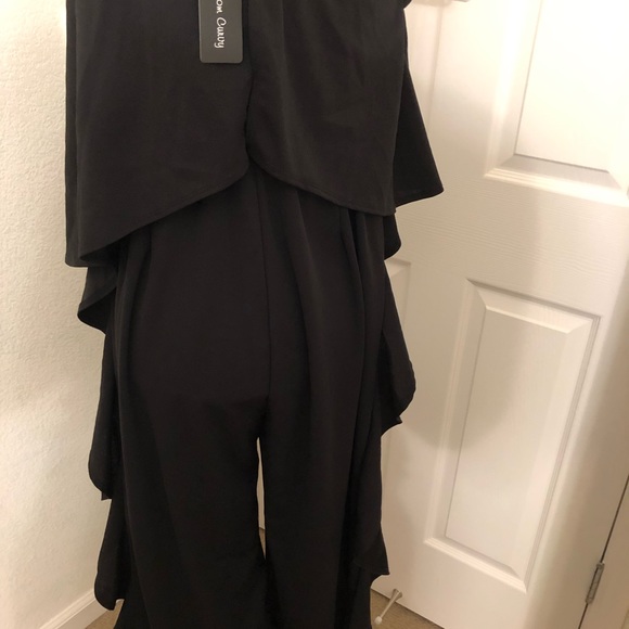 Black Strapless Wide Leg Pant Suit - Picture 6 of 6